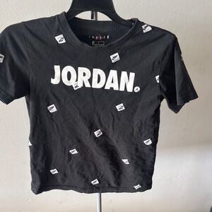 Jordan Black Tee with White Logo and Mini Swoosh Prints
